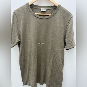Saint Laurent Men's Khaki Short Sleeve Tee